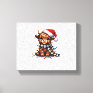 Weihnachtsbeleuchtung Highland Cow Vintage Süße Hi Leinwanddruck
