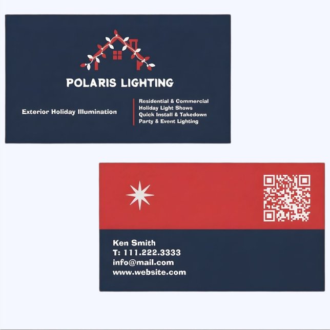 🎄✩ ₊˚🦌⊹♡ Weihnachtsbeleuchtung Installation QR Visitenkarte (Christmas Light Installation QR Business Card)