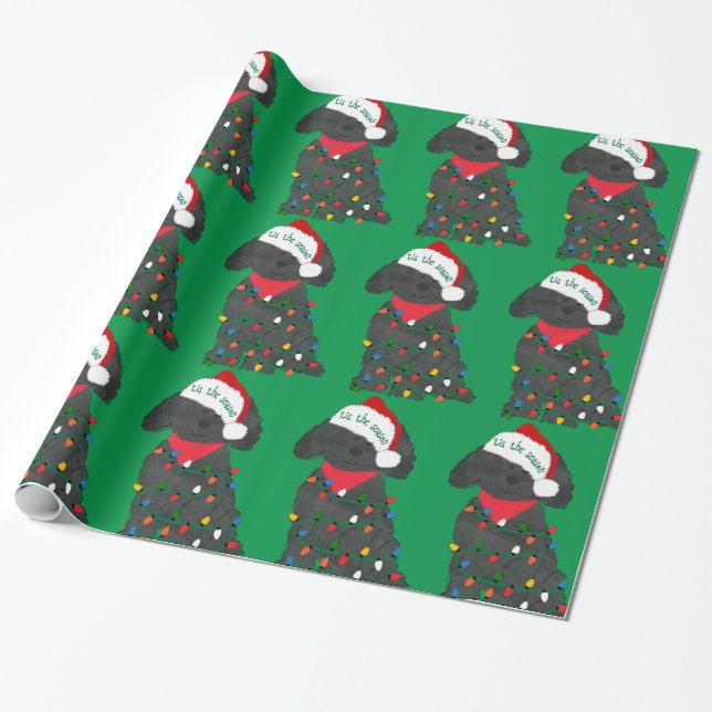 Weihnachtsbeleuchtung Labradoodle Green Geschenkpapier (Ungerollt)