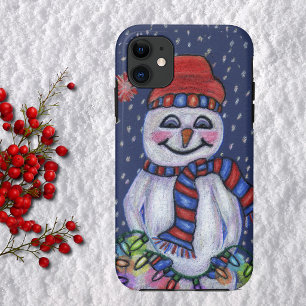 Weihnachtsbeleuchtung lächelnder Schneemann iPhone 11 Hülle