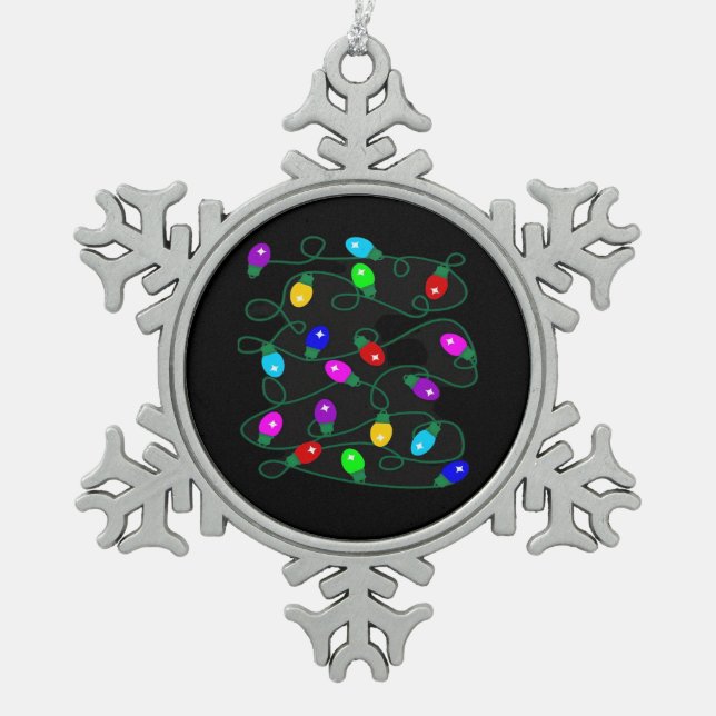 Weihnachtsbeleuchtung - Lasst uns die Lichter leuc Schneeflocken Zinn-Ornament (Vorderseite)