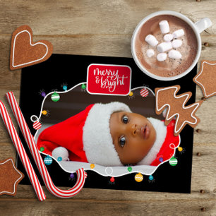 Weihnachtsbeleuchtung Merry & Bright (Foto hinzufü Feiertagspostkarte