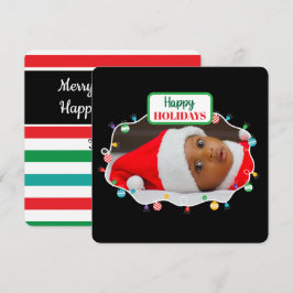 Weihnachtsbeleuchtung (mit Ihrem eigenen Foto) Wei Feiertagskarte