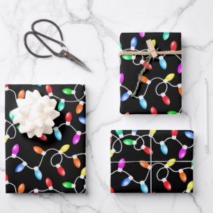 Weihnachtsbeleuchtung Muster Geschenkpapier Set