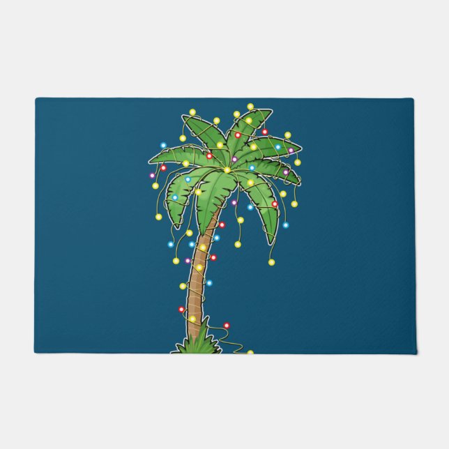 Weihnachtsbeleuchtung Palm Tree Beach Funny Tropic Fußmatte (Vorderseite)