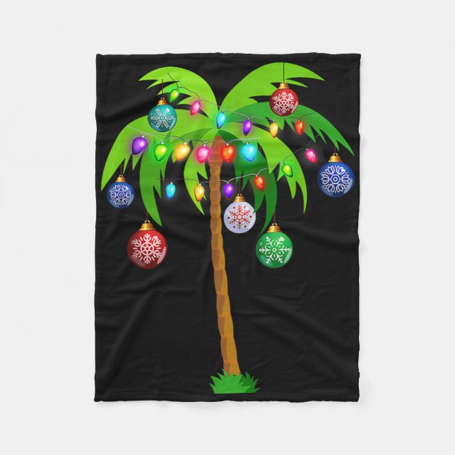 Weihnachtsbeleuchtung Palm Tree Fun Hawaii Beach T Fleecedecke (Vorderseite)