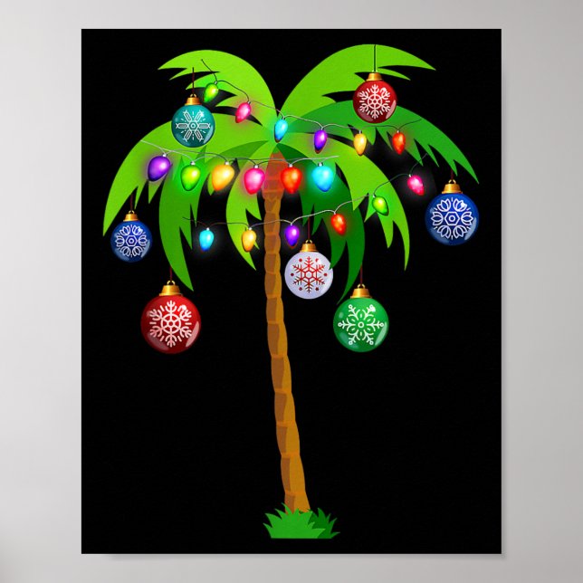 Weihnachtsbeleuchtung Palm Tree Fun Hawaii Beach T Poster (Vorne)