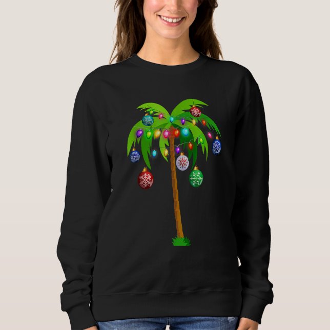 Weihnachtsbeleuchtung Palm Tree Hawaii Beach Tropi Sweatshirt (Vorderseite)