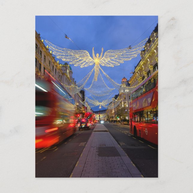 Weihnachtsbeleuchtung, Regent Street, London Postc Postkarte (Vorderseite)