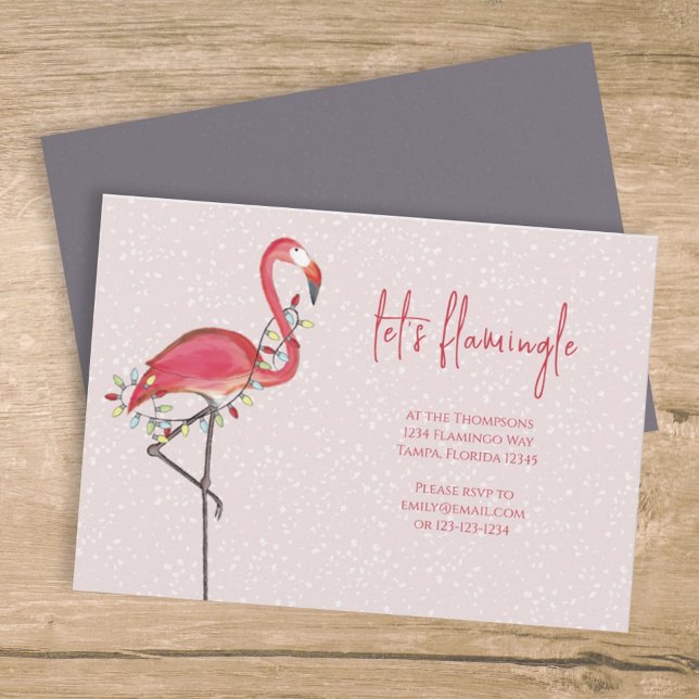 Weihnachtsbeleuchtung Rosa Flamingo Einladung (Von Creator hochgeladen)