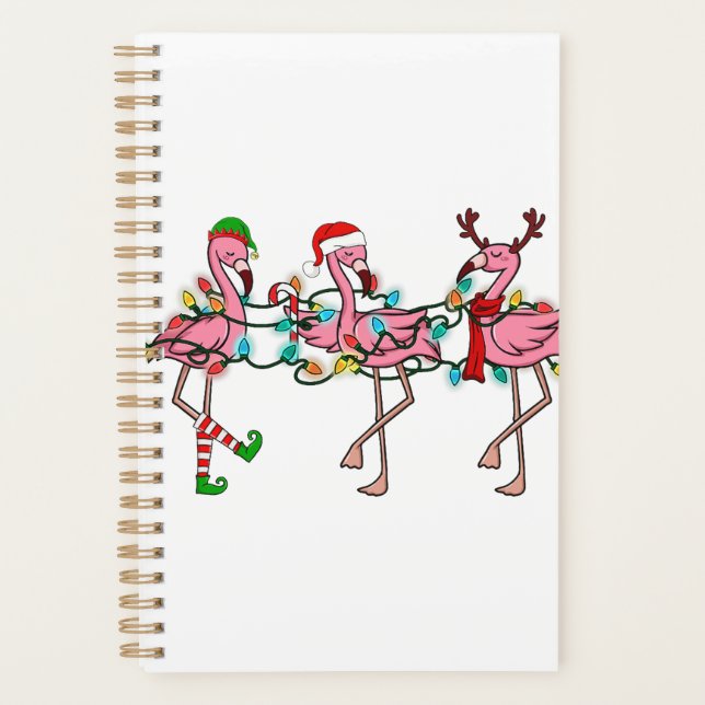 Weihnachtsbeleuchtung Rosa Flamingo Weihnachtsmann Planer (Vorderseite)
