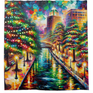"Weihnachtsbeleuchtung: San Antonio Riverwalk" Duschvorhang