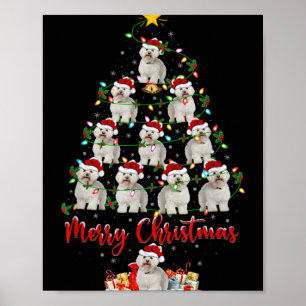 Weihnachtsbeleuchtung Santa Bichon Frise Hund Weih Poster
