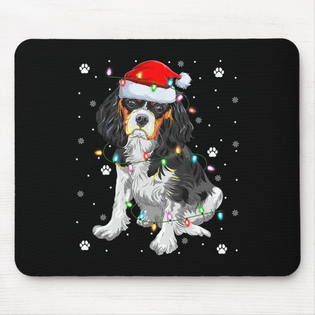 Weihnachtsbeleuchtung Santa Cavalier King Charles  Mousepad (Vorne)