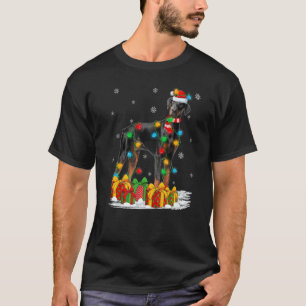 Weihnachtsbeleuchtung Santa Dobermann Pinscher Hun T-Shirt