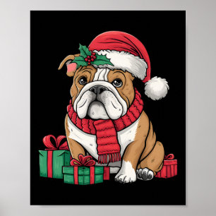 Weihnachtsbeleuchtung Santa Hut English Bulldog We Poster