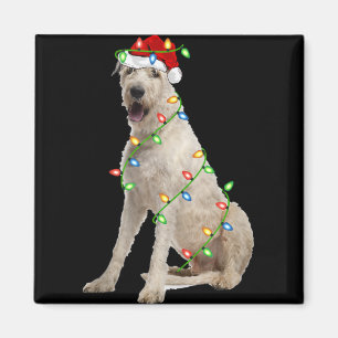 Weihnachtsbeleuchtung Santa Hut Irischer Wolfshund Magnet