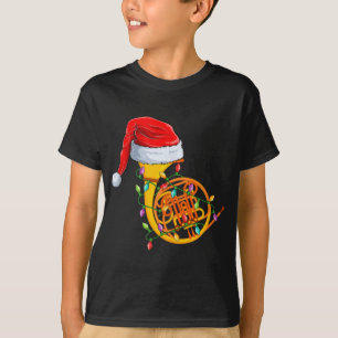 Weihnachtsbeleuchtung Santa Hut Musikalisch Franzö T-Shirt