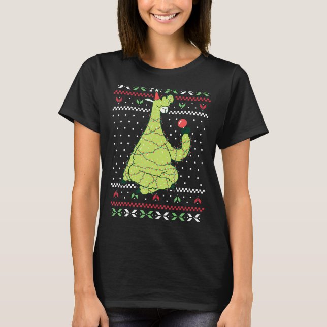 Weihnachtsbeleuchtung Santa Llama Ugly Weihnachtsw T-Shirt (Vorderseite)