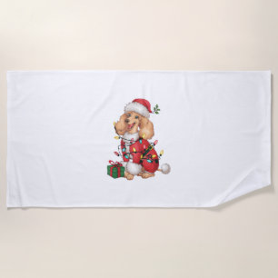 Weihnachtsbeleuchtung Santa Poodle Hund Weihnachte Strandtuch