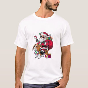 Weihnachtsbeleuchtung Santa Riding Beagle Weihnach T-Shirt