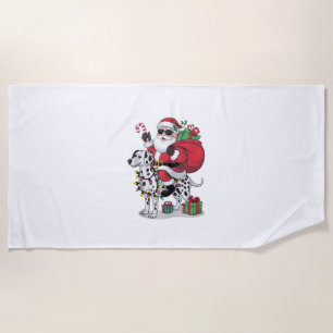 Weihnachtsbeleuchtung Santa Riding Dalmatiner Weih Strandtuch