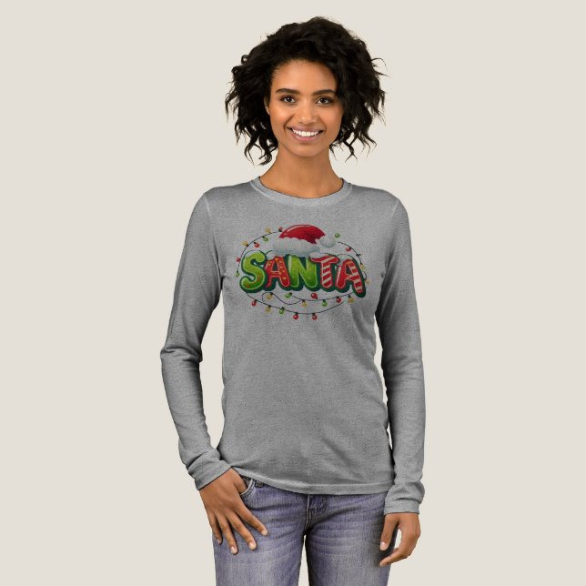 Weihnachtsbeleuchtung "SANTA" Tri-Blend Shirt (Volle Vorderseite)
