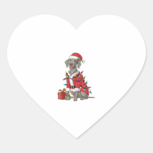 Weihnachtsbeleuchtung Santa Weimaraner Hund Weihna Herz-Aufkleber