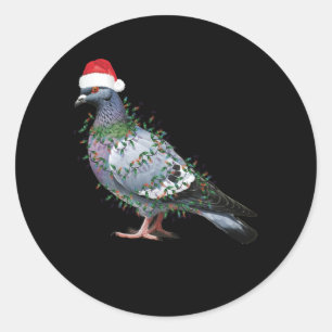 Weihnachtsbeleuchtung Taube mit Weihnachtsbrille W Runder Aufkleber