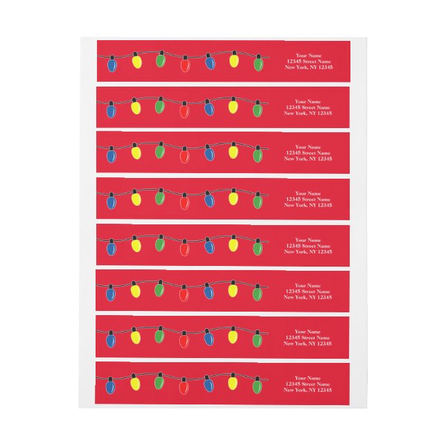 Weihnachtsbeleuchtung umhüllende Rücksendeadressen (Bogen)