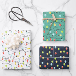 Weihnachtsbeleuchtung Urlaubsmuster Geschenkpapier Set