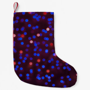 Weihnachtsbeleuchtung, verschwommener, festlicher kleiner weihnachtsstrumpf