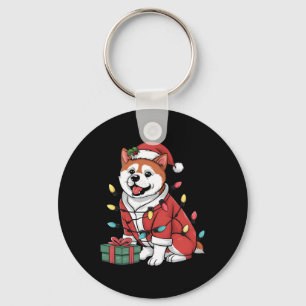 Weihnachtsbeleuchtung Weihnachtsmann Akita Hund We Schlüsselanhänger