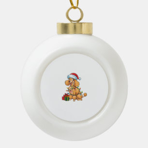 Weihnachtsbeleuchtung Weihnachtsmann Hut Pudel Hun Keramik Kugel-Ornament