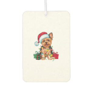 Weihnachtsbeleuchtung Weihnachtsmann Hut Yorkie Hu Autolufterfrischer
