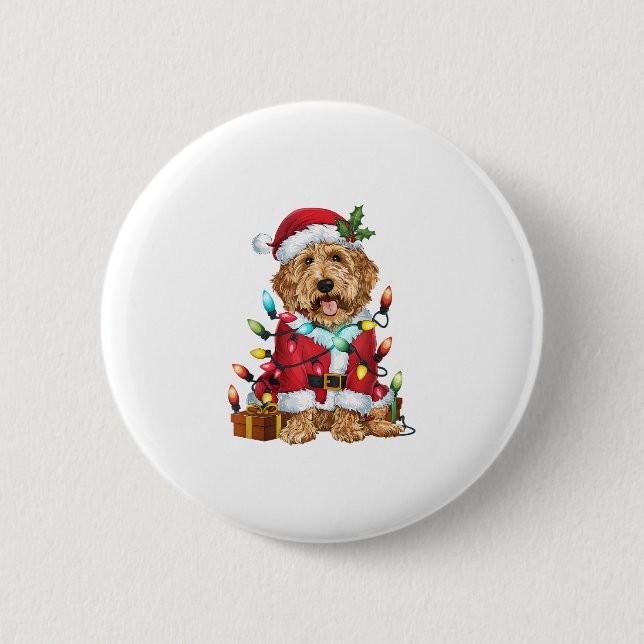 Weihnachtsbeleuchtung Weihnachtsmann-Labradoodle W Button (Vorderseite)