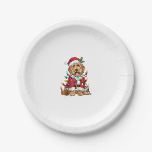 Weihnachtsbeleuchtung Weihnachtsmann-Labradoodle W Pappteller