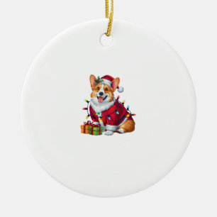 Weihnachtsbeleuchtung Weihnachtsmann Welsh Corgi H Keramik Ornament