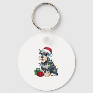 Weihnachtsbeleuchtung Weihnachtsstandard Schnauzer Schlüsselanhänger
