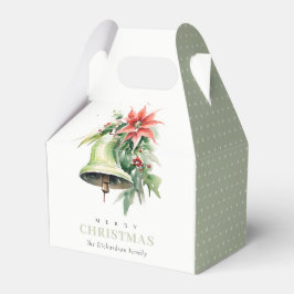 Weihnachtsbell Pine Poinsettia Foliage Wasserfarbe Geschenkschachtel