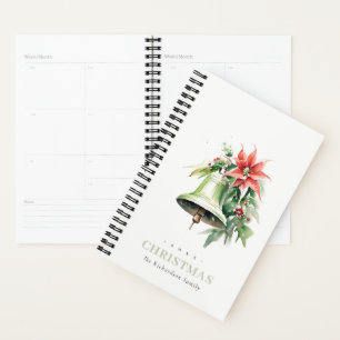 Weihnachtsbell Pine Poinsettia Foliage Wasserfarbe Planer