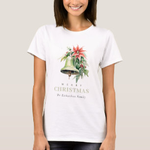 Weihnachtsbell Pine Poinsettia Foliage Wasserfarbe T-Shirt