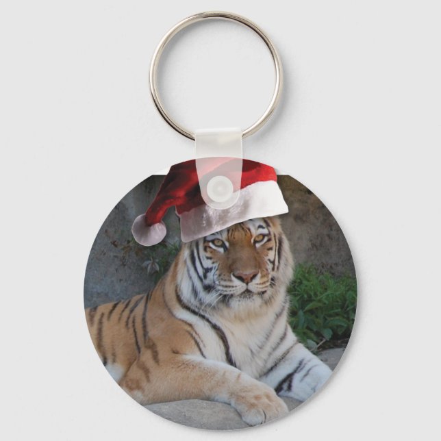 WeihnachtsBengalischer Tiger Schlüsselanhänger (Vorderseite)