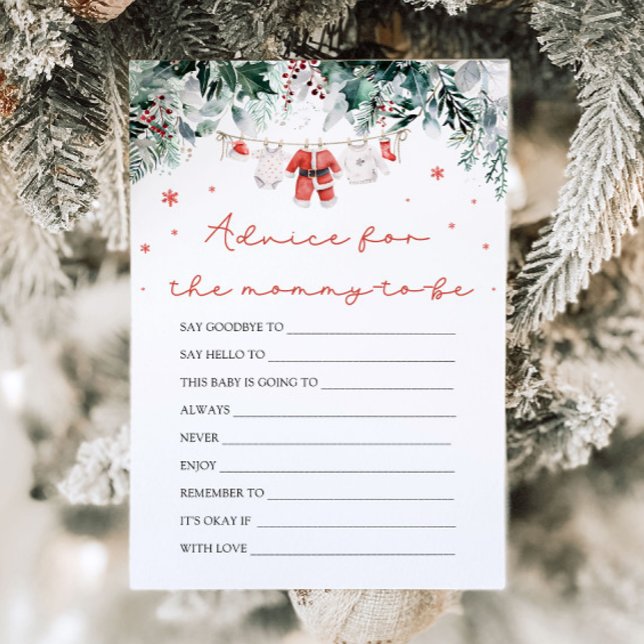 Weihnachtsberater für die Mama-to-be-Karte Einladung (Watercolor Red Christmas Santa Baby Shower Advice for the mommy-to-be Card)