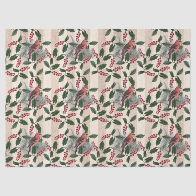 Weihnachtsberge und Vogeldekoupe Seidenpapier (Vorderseite)