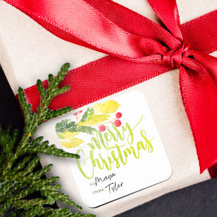 Weihnachtsbergen im Winter von und nach Quadratischer Aufkleber