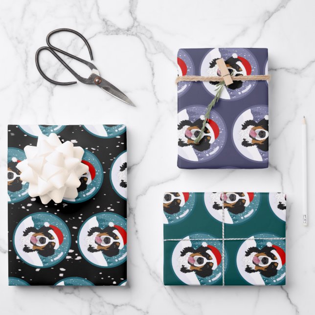 Weihnachtsberger Hund Geschenkpapier Set (Vorderseite)