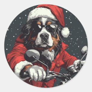 Weihnachtsberger Hund Runder Aufkleber