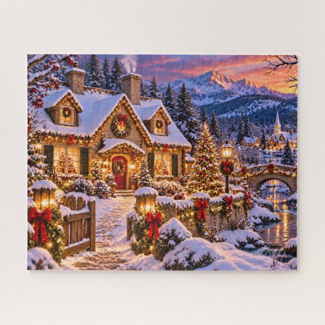 Weihnachtsberghütte Puzzle (Horizontal)