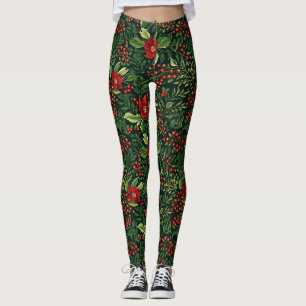 Weihnachtsberries-Blume Leggings
